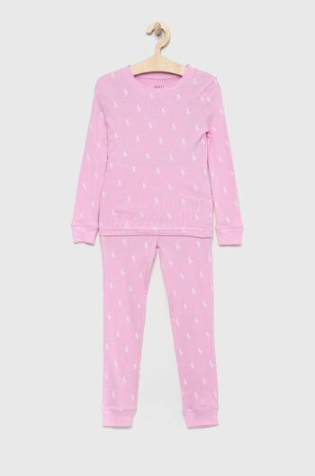 Bavlněné pyžamo Polo Ralph Lauren růžová barva