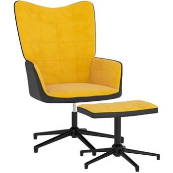Relaxační křeslo se stoličkou hořčicově žluté samet a PVC, 327849 (327849)