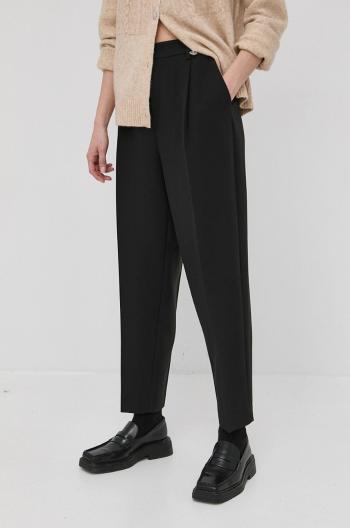 Kalhoty Bruuns Bazaar dámské, černá barva, jednoduché, high waist