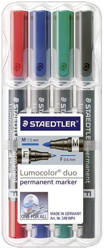 Staedtler Lumocolor duo 348 WP4 permanentní popisovač , červená, modrá, zelená, černá