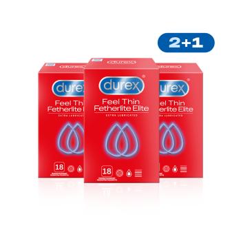 Durex Kondomy Feel Thin Extra Lubricated pack (2+1) 54 ks