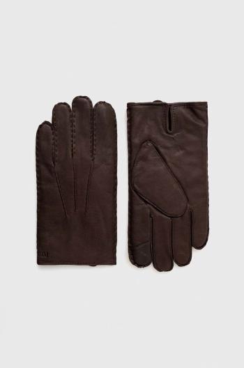 Kožené rukavice Polo Ralph Lauren pánské, hnědá barva
