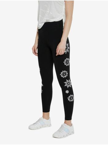 Desigual černé legíny Legging Mandala Swiss Embro