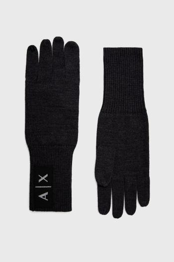 Vlněné rukavice Armani Exchange dámské, šedá barva