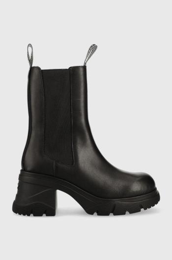 Kožené kotníkové boty Karl Lagerfeld Bridger dámské, černá barva, na podpatku