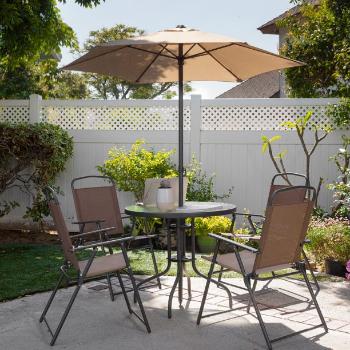 ABC zahradní sestava Hawaii stůl + 4 židle + slunečník - hnědá