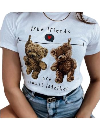 Bílé tričko medvídci true friends vel. XL