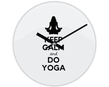 Hodiny skleněné Keep calm and do yoga