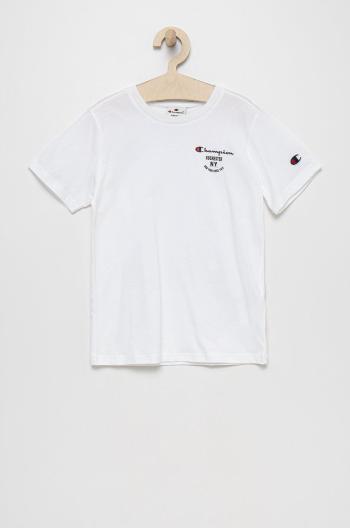 Dětské bavlněné tričko Champion 305991 bílá barva, s potiskem