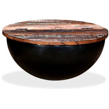 Konferenční stolek, masivní recyklované dřevo, černý, tvar misky (245259)