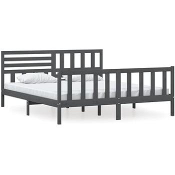 Rám postele šedý masivní dřevo 180 × 200 cm Super King, 3101170 (3101170)