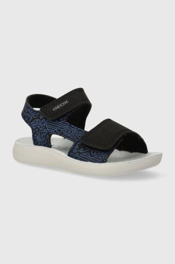 Dětské kožené sandály Geox SANDAL LIGHTFLOPPY černá barva