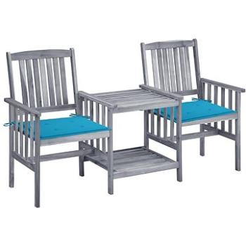 Zahradní židle s čajovým stolkem a poduškami masivní akácie, 3061306 (3061306)