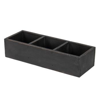 Černý antik dřevěný dekorativní box se 3mi přihrádkami Silen - 33*12*7 cm 6H1987Z