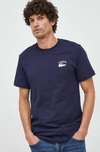 Bavlněné tričko Lacoste tmavomodrá barva, s aplikací