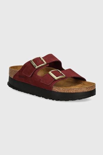 Nubukové pantofle Birkenstock Arizona Platform Flex Birkenstock x Papillio vínová barva, na platformě, 1028432