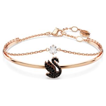 Swarovski Elegantní dvojitý bronzový náramek s krystaly Iconic Swan 5678048 17 cm