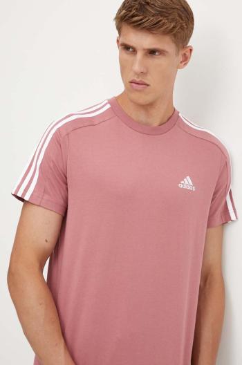 Bavlněné tričko adidas Essentials růžová barva, s aplikací, IX0157