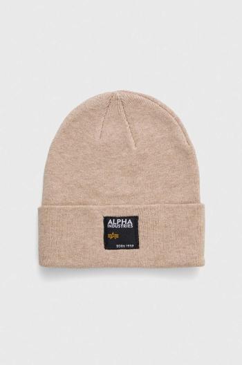 Čepice Alpha Industries béžová barva, z husté pleteniny