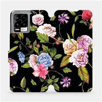 Flip pouzdro na mobil Realme 8 Pro - VD07S Růže a květy na černém pozadí (5903516717507)