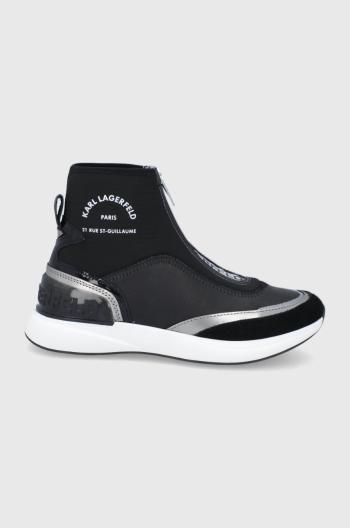 Boty Karl Lagerfeld černá barva, na plochém podpatku