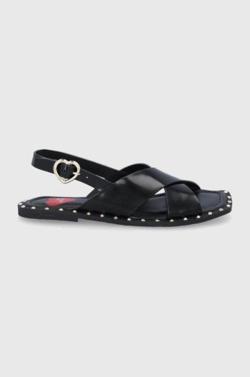Kožené sandály Love Moschino dámské, černá barva