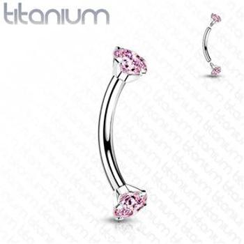 Šperky4U Piercing do obočí TITAN, 1,2 x 8 mm, barva: růžová - TIT1131P-12083