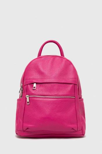 Kožený batoh Answear Lab dámský, růžová barva, malý, hladký