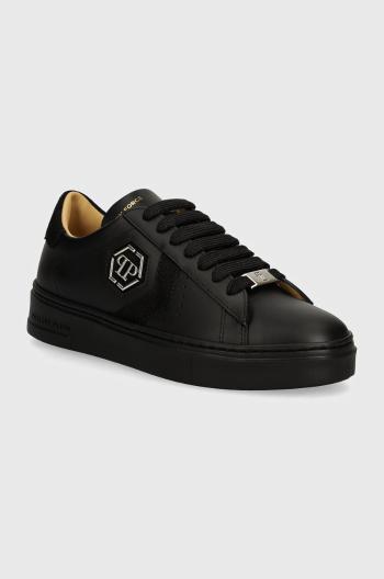 Kožené sneakers boty Philipp Plein Lo-Top Arrow Force černá barva, WSC2752 PLE005N 0202