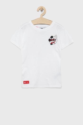 Dětské bavlněné tričko adidas Originals Disney HC1912 bílá barva, s potiskem