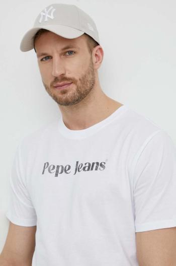 Bavlněné tričko Pepe Jeans CLIFTON bílá barva, s potiskem, PM509374