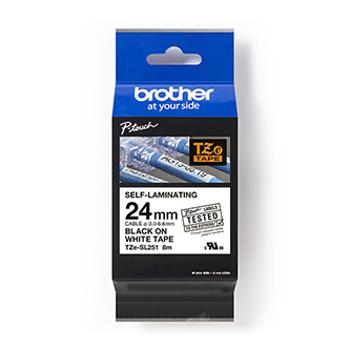 Brother TZ-SL251 / TZe-SL251, 24mm x 8m, černý tisk / bílý podklad, originální páska