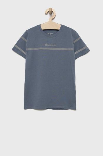 Dětské tričko Guess šedá barva, s potiskem