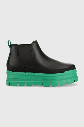 Kožené kotníkové boty UGG W Merina dámské, černá barva, na platformě, lehce zateplené