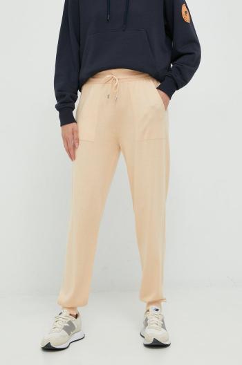 Kalhoty United Colors of Benetton dámské, béžová barva, high waist