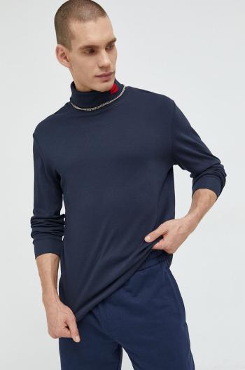 Tričko s dlouhým rukávem HUGO tmavomodrá barva, s aplikací