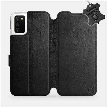 Kožené flip pouzdro Samsung Galaxy A02s - Černé - Black Leather (5903516654734)