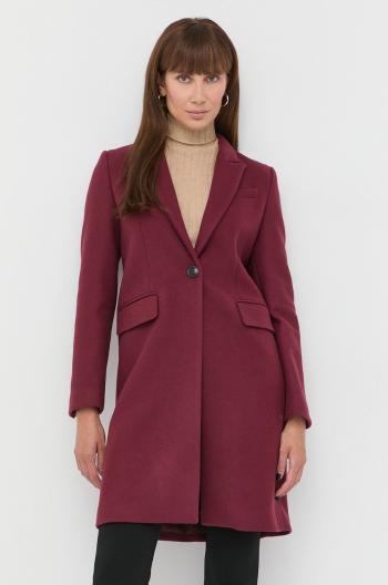 Vlněný kabát Twinset fialová barva, přechodný
