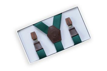 Kožené šle Forest Green Suspenders dřevěnými detaily a s doživotní zárukou a možnosti výměny či vrácení do 30 dnů zdarma