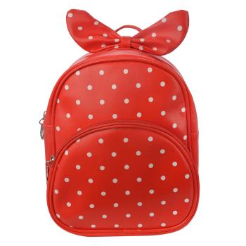 Dětský červený batůžek s puntíky  a mašlí - 20*10*24 cm MLLLBAG0017R