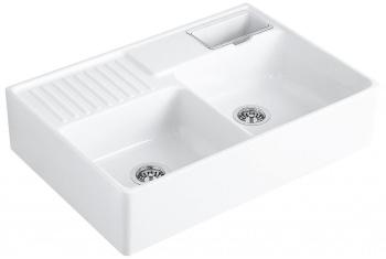 VILLEROY & BOCH Keramický dřez Double-bowl sink Stone white modulový 895 x 630 x 220 bez excentru 632391RW