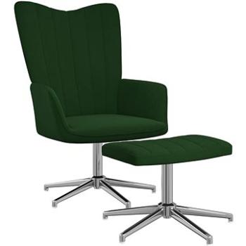 Relaxační křeslo se stoličkou tmavě zelené samet , 327734 (327734)