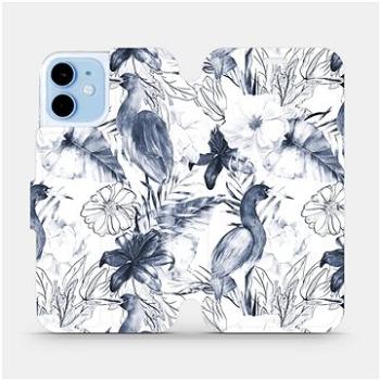 Flipové pouzdro na mobil Apple iPhone 12 mini - MX09S Modravé květy (5903516373642)