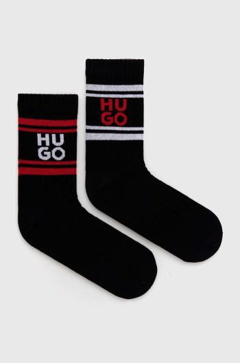 Ponožky HUGO 2-pack pánské, černá barva