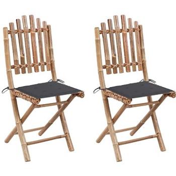 Skládací zahradní židle s poduškami 2 ks bambus, 3063987 (3063987)