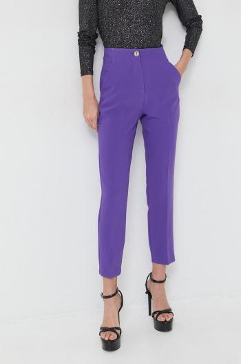 Kalhoty Morgan dámské, fialová barva, přiléhavé, high waist
