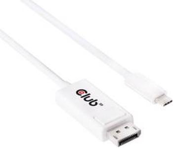 DisplayPort kabel club3D [1x USB 3.1 zástrčka C - 1x zástrčka DisplayPort] bílá 1.20 m