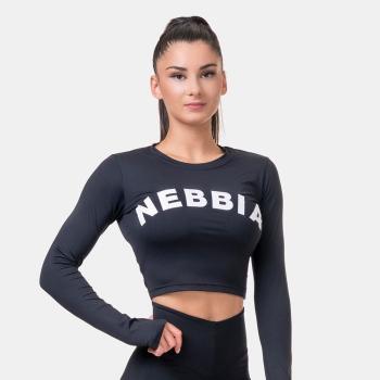 Dámské tričko Crop Top Sporty Hero Long Sleeves Black S - NEBBIA