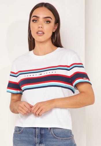 Tommy Hilfiger Tommy Jeans dámské bílé tričko TJW STRIPE LOGO TEE