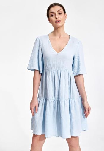 Světle modré bavlněné šaty M869